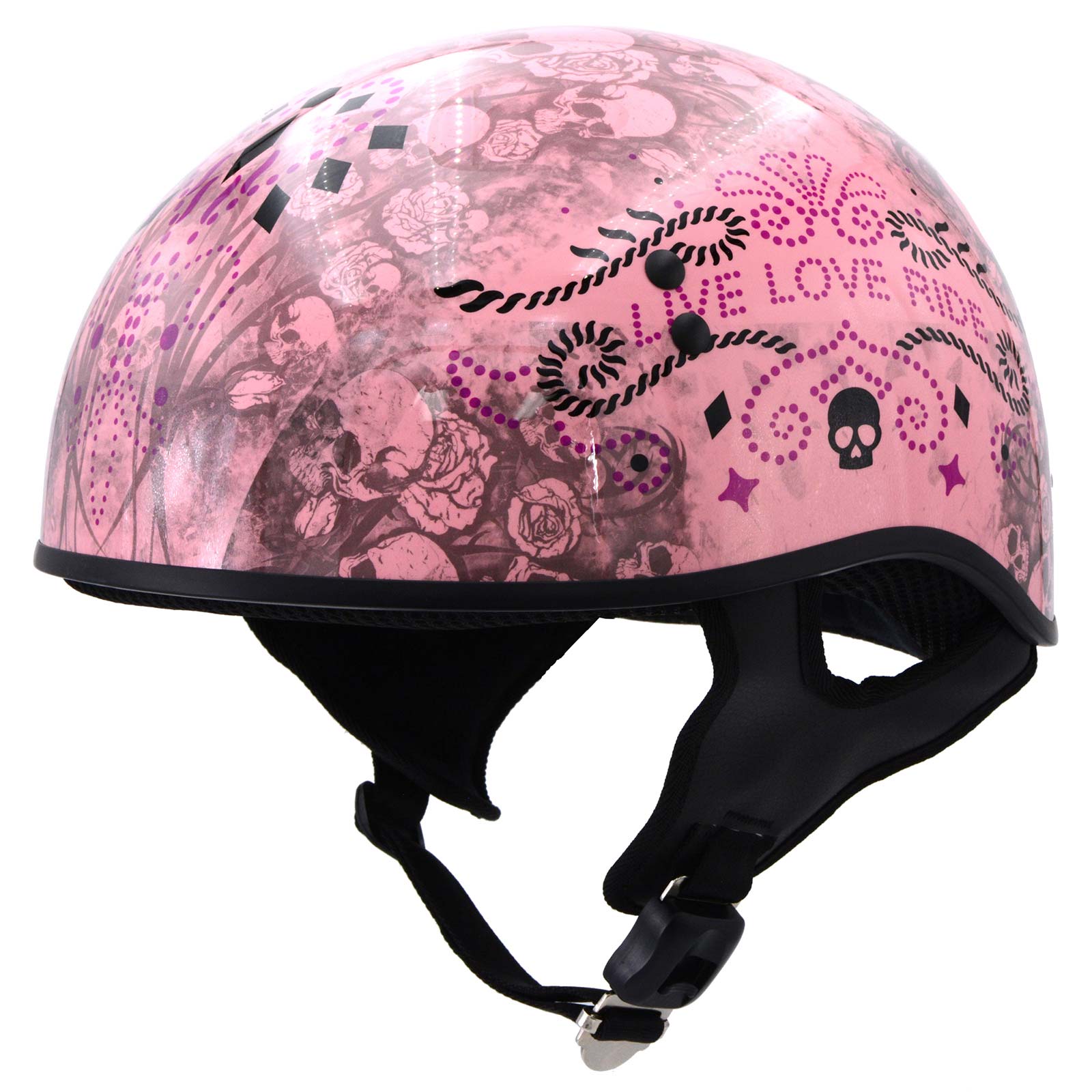 Hot Leathers HLD1048 Live, Love Ride Gloss Pink Motorcycle DOT