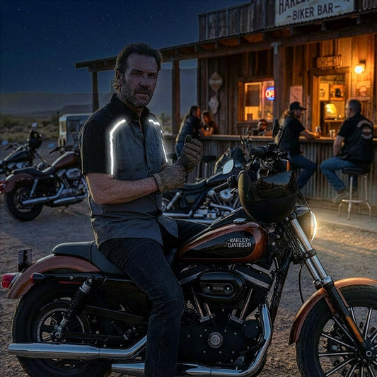 Milwaukee Motorcycle Clothing Co. Men’s Delco Gray/Black Mechanic Rider Ready Shirt w/ Reflective Strip MDM11605