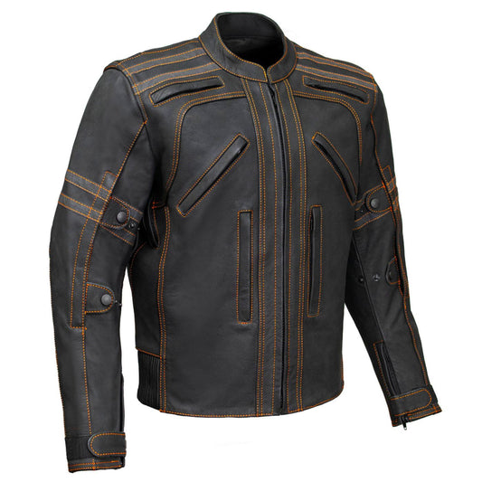 Milwaukee Leather Men's Matte Black Street CE Armored Motorcycle Vented Jacket - Reflective - LKM17012