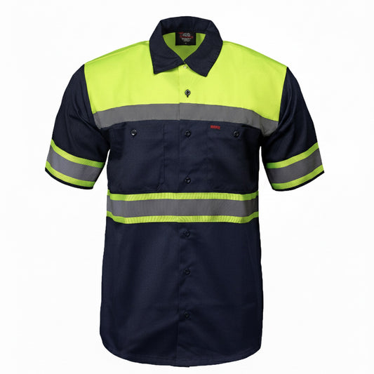 Milwaukee Motorcycle Clothing Co. Men’s Safeway Green/BlueMechanic Rider Ready Shirt w/ Reflective Strip MDM11614