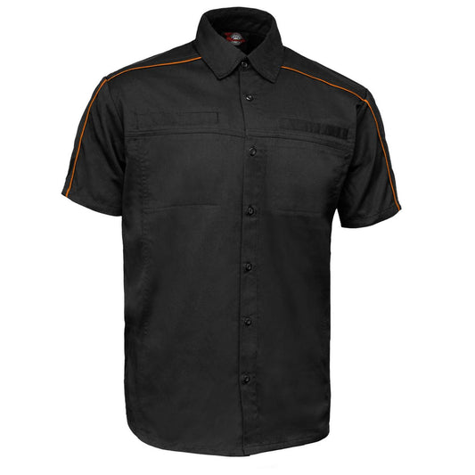 MMCC Men's Slipstream Black/Orange Mechanic Work Shirt - 100% Cotton w/ Microfiber Panel - MDM11693