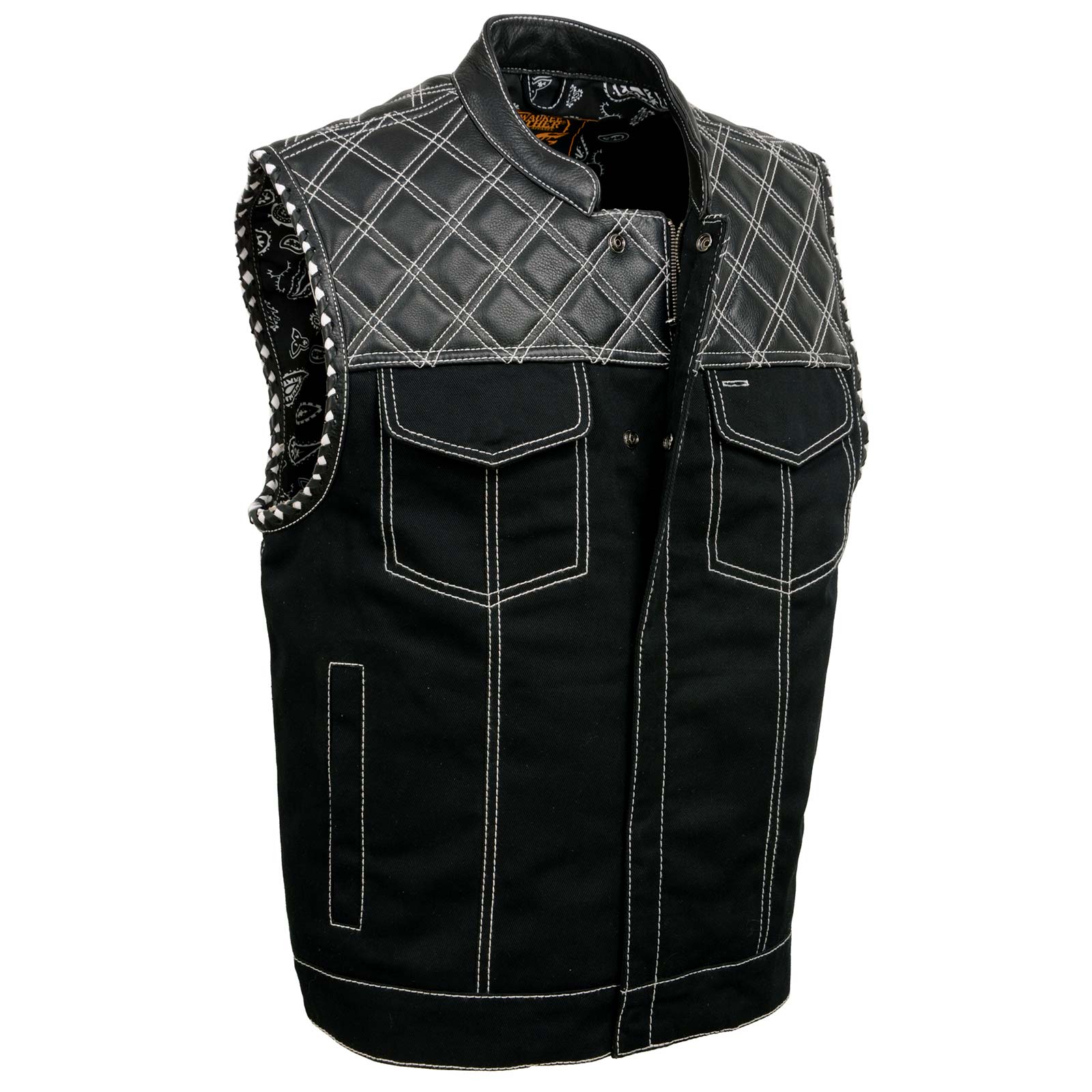 Milwaukee Leather MDM3035 Men's Wrecker Club Vest – Black Denim