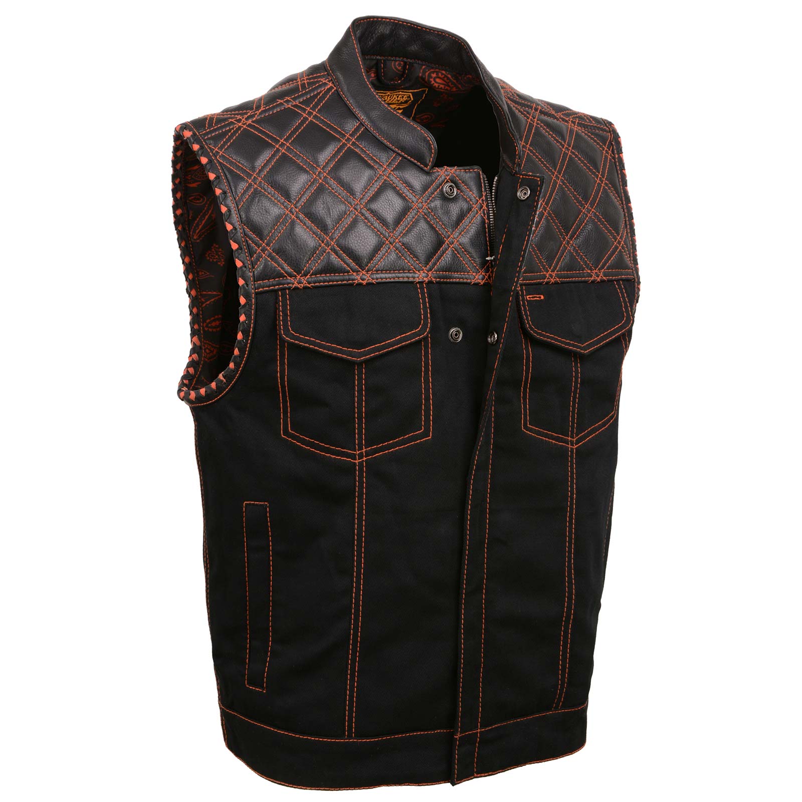Milwaukee Leather MDM3037 Men's Wrecker Club Vest – Black Denim