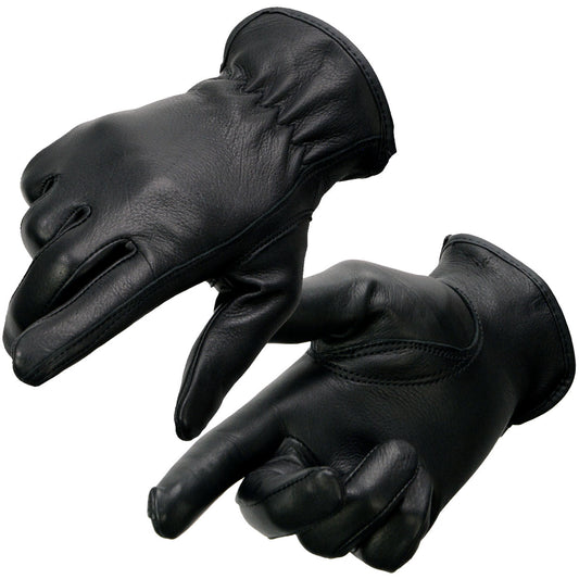Milwaukee Leather MG7797 Women's Black Leather Motorcycle Rider Unlined Gloves w/ Cool-Tec Leather Treatement