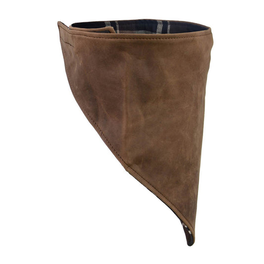 Milwaukee Leather Unisex Brown Leather Neck Warmer - Fleece-Lined Cold Weather Motorcycle Face Cover - MP7590