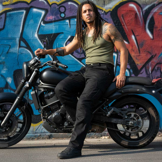 Milwaukee Leather MPM5590 Men's Black CE Armored Cargo Jeans Pants Reinforced w/ Aramid by DuPont Fibers