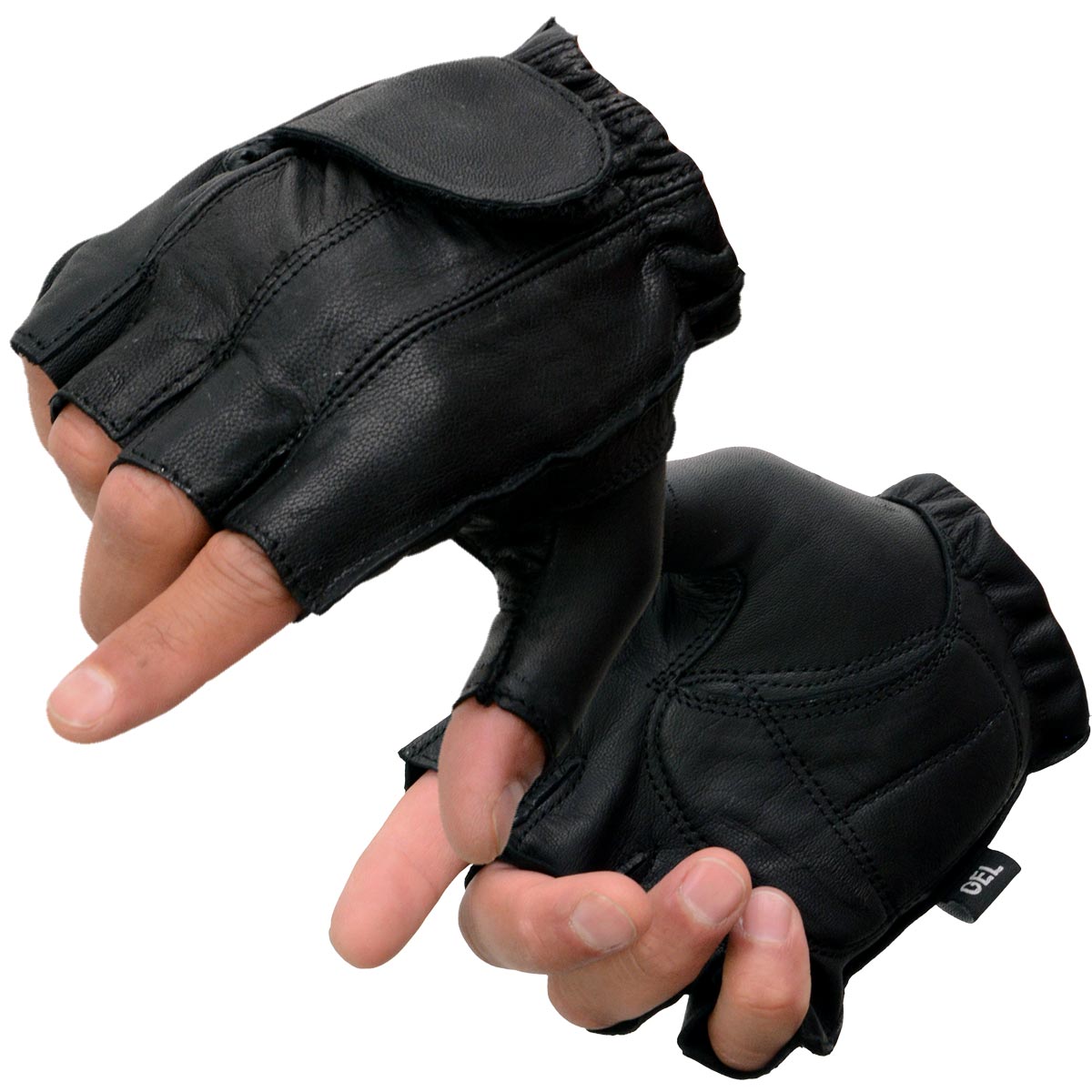 Milwaukee Leather SH442 Men's Black Leather Gel Padded Palm