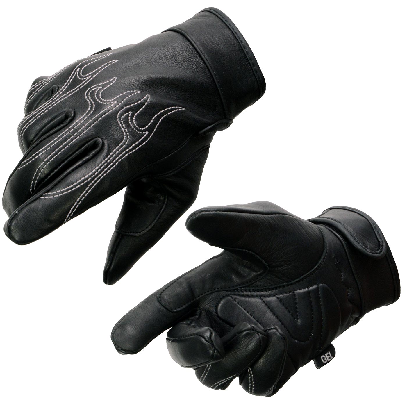 Milwaukee Leather SH820 Men's Black Leather 'White Flame' Cruising
