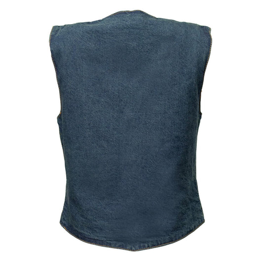 Milwaukee Leather MDL4000 Women's Blue Plain Side 4 Snap Front Denim Vest