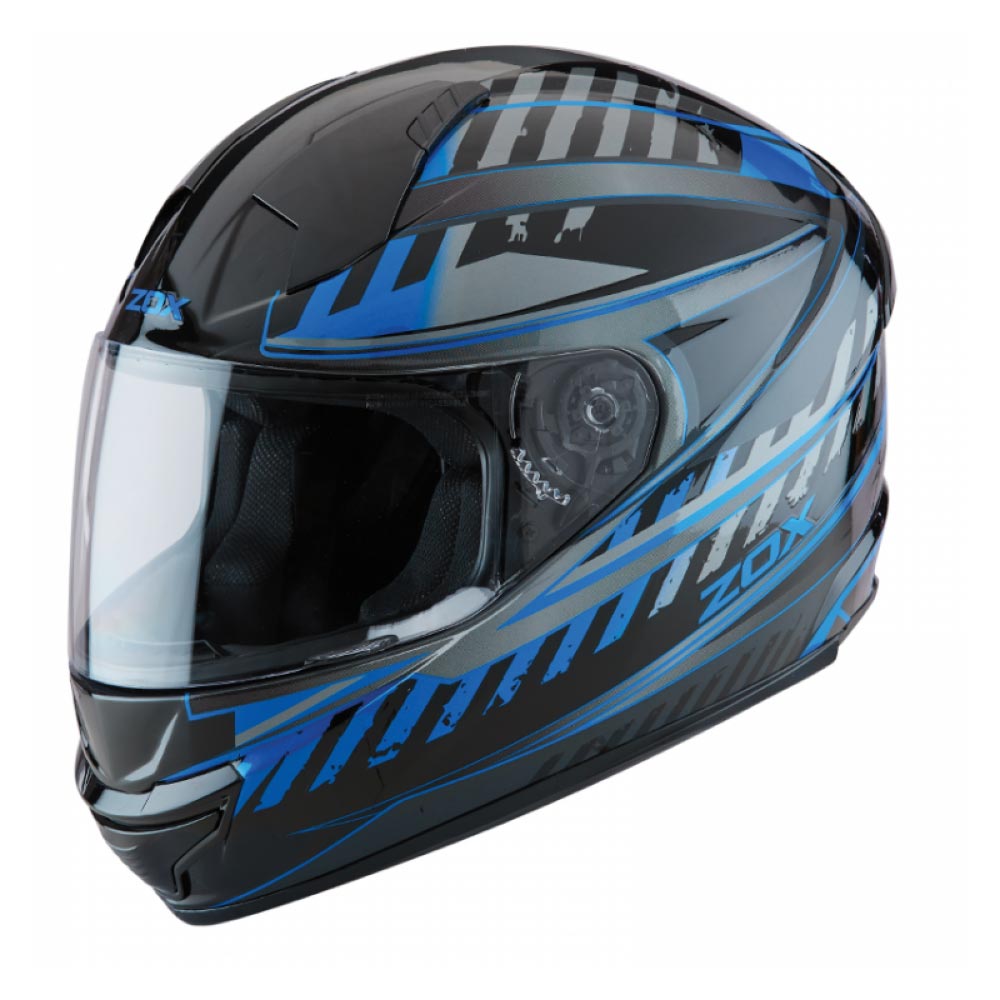 full face motorcycle helmets blue Zox ST-11118 ‘Thunder 2’ Blade Blue and Black Full-Face Motorcycle Helmet