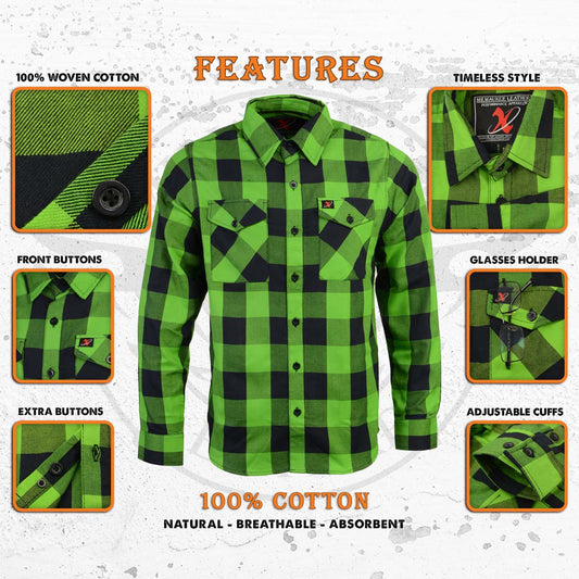 Milwaukee Leather Men’s Plaid Flannel Long Sleeve Shirt MNG11656