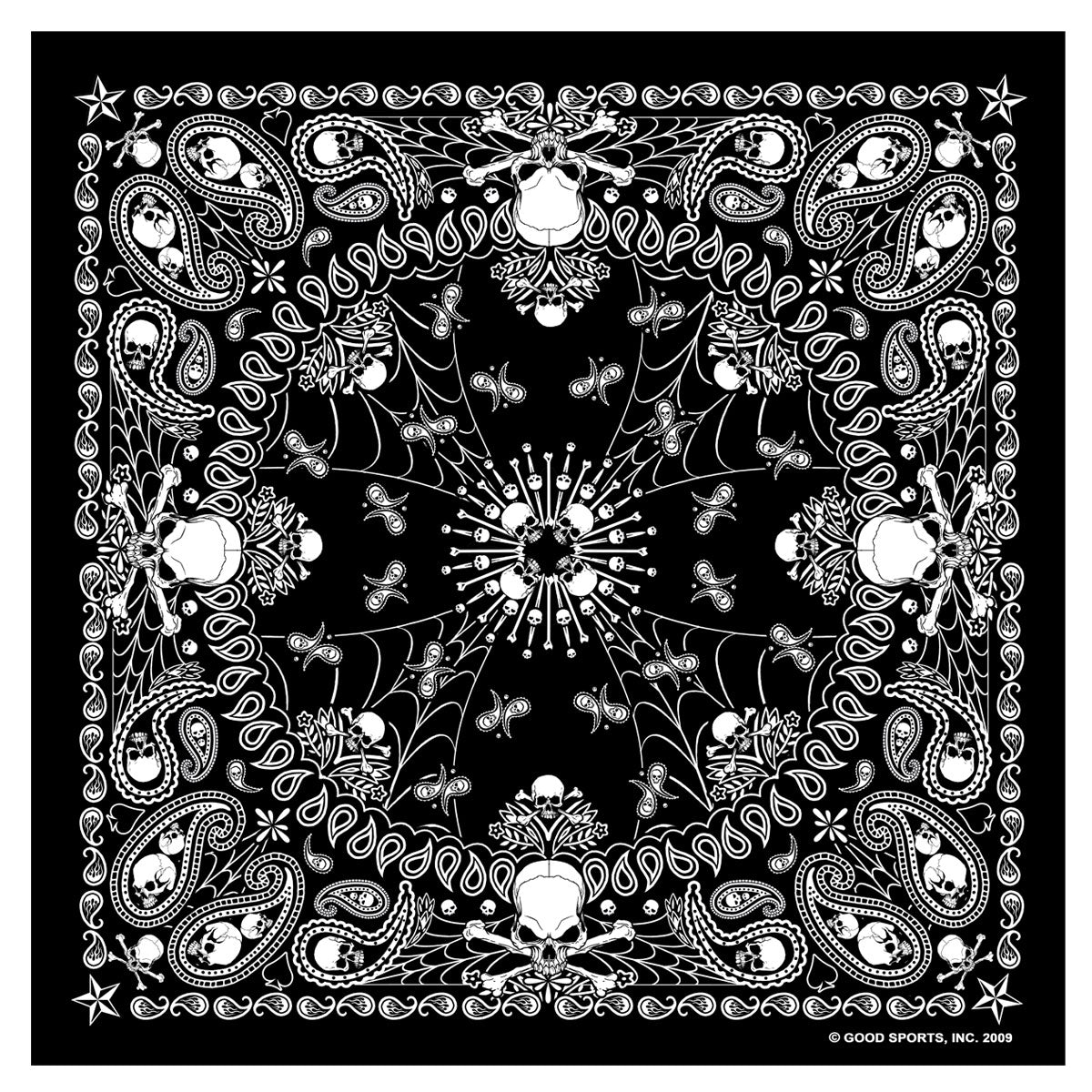 Hot Leathers BAB1039 Black Paisley Skull Bandana – Milwaukee