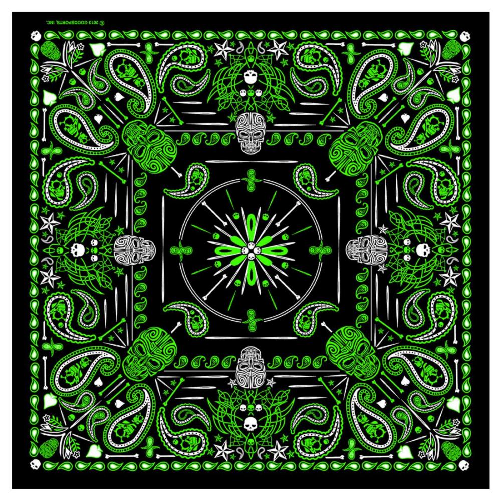 Hot Leathers BAB1068 Green Paisley Skulls Bandana – Milwaukee