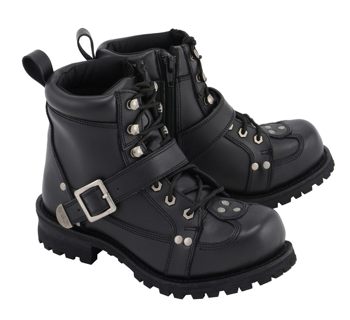 M Boss Apparel BOS49003 Men's inch Road Captain Black Leather Motorcycle Boots