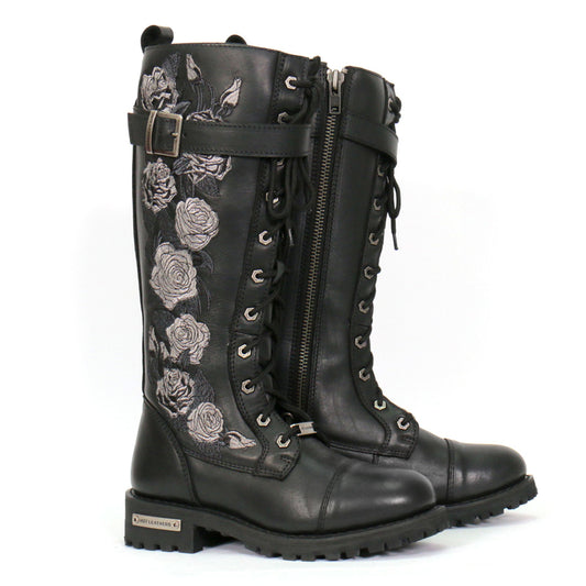 Hot Leathers Women's Wild Rose Black Knee-High Boots, BTL1007