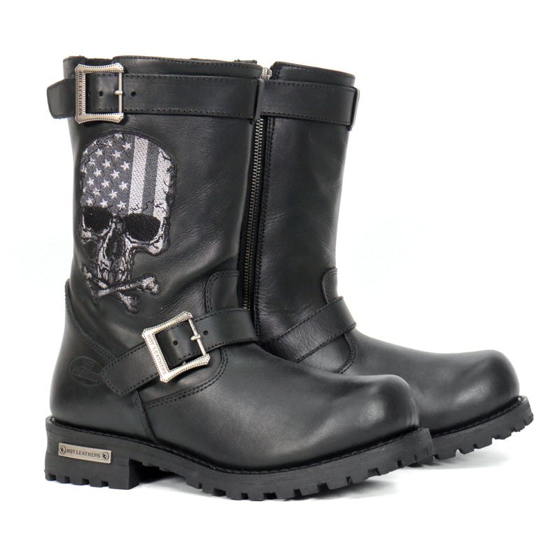 Hot Leathers Men's American Reaper Black Engineer Boots - BTM1018