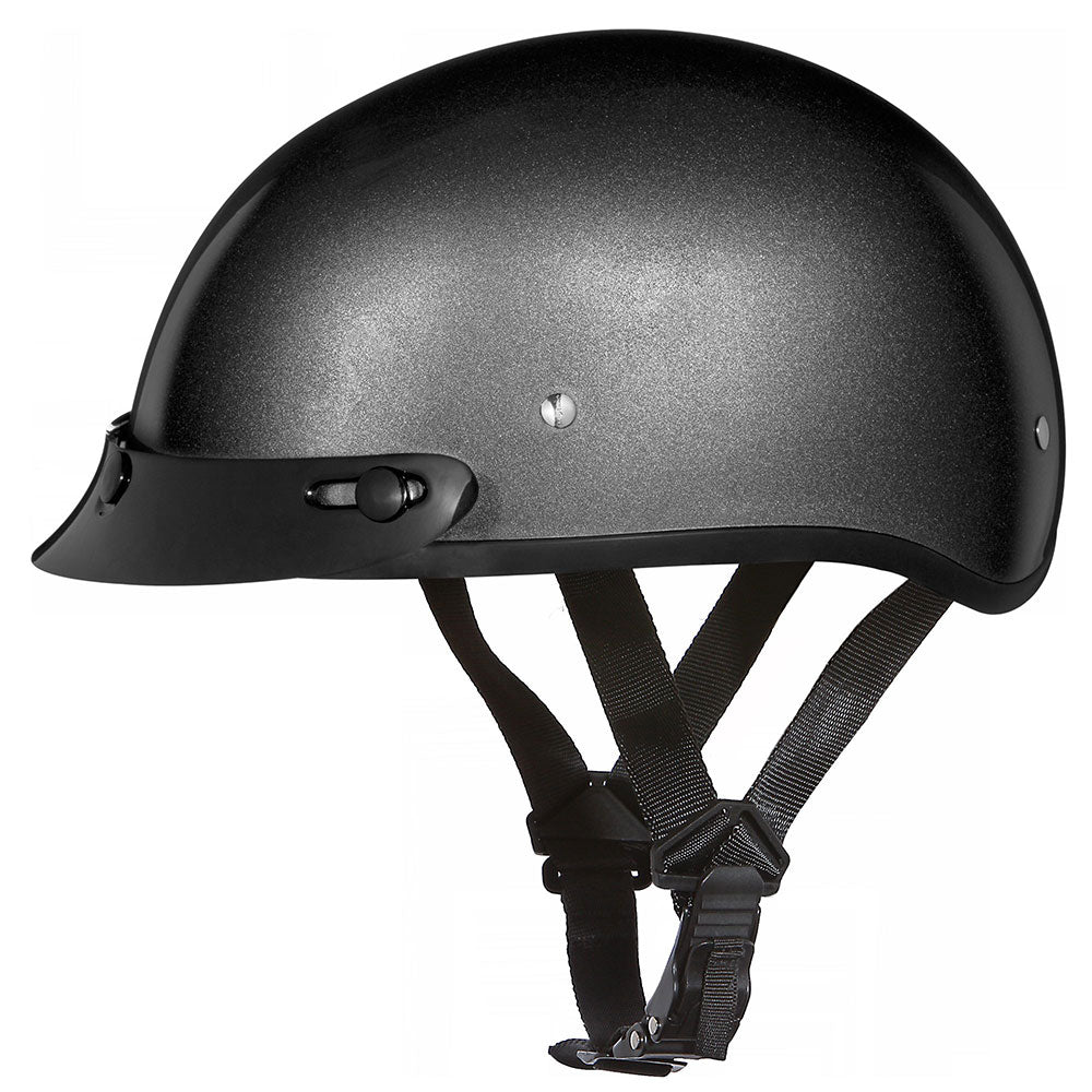 gm motorcycle helmets Close Out Clearance Daytona Helmets D1-GM ‘Skull Cap' Gun Metal Grey  Metallic Half Face Helmet with Visor