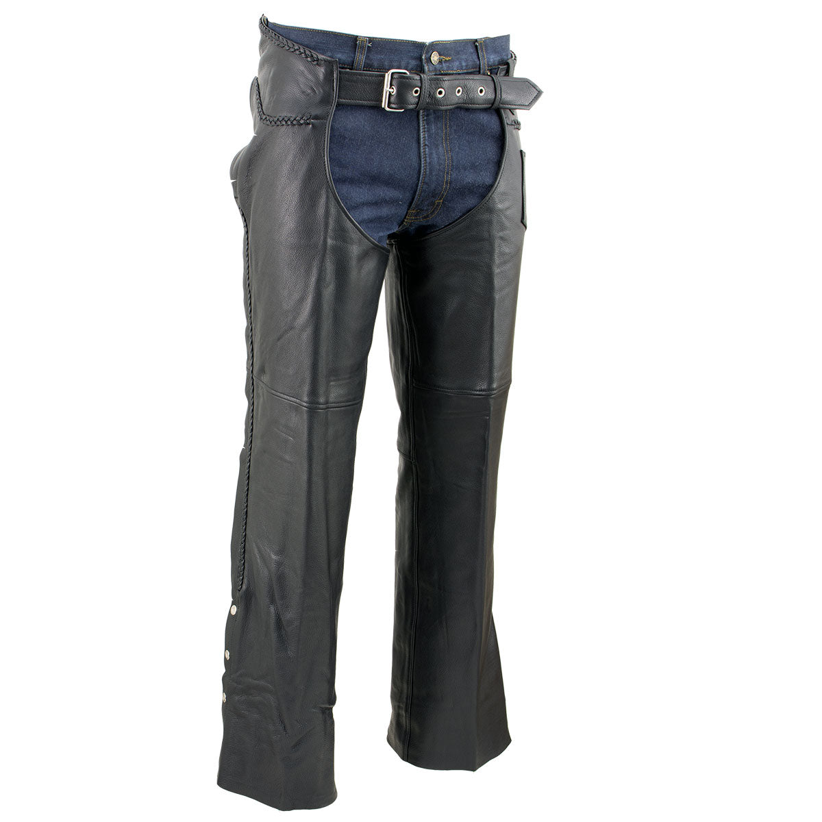 Event Leather EL1117BBO Men s Black Classic Braided Leather Chaps event-leather-el1117bbo-men-s-black-classic-braided-leather-chaps