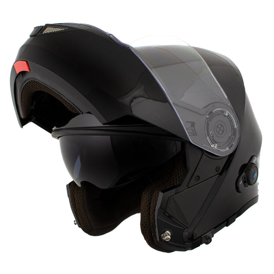 Milwaukee Helmets H7000 Glossy Black Mayday Modular Full Face Wireless Motorcycle Helmet-Stream Music-Phone Calls