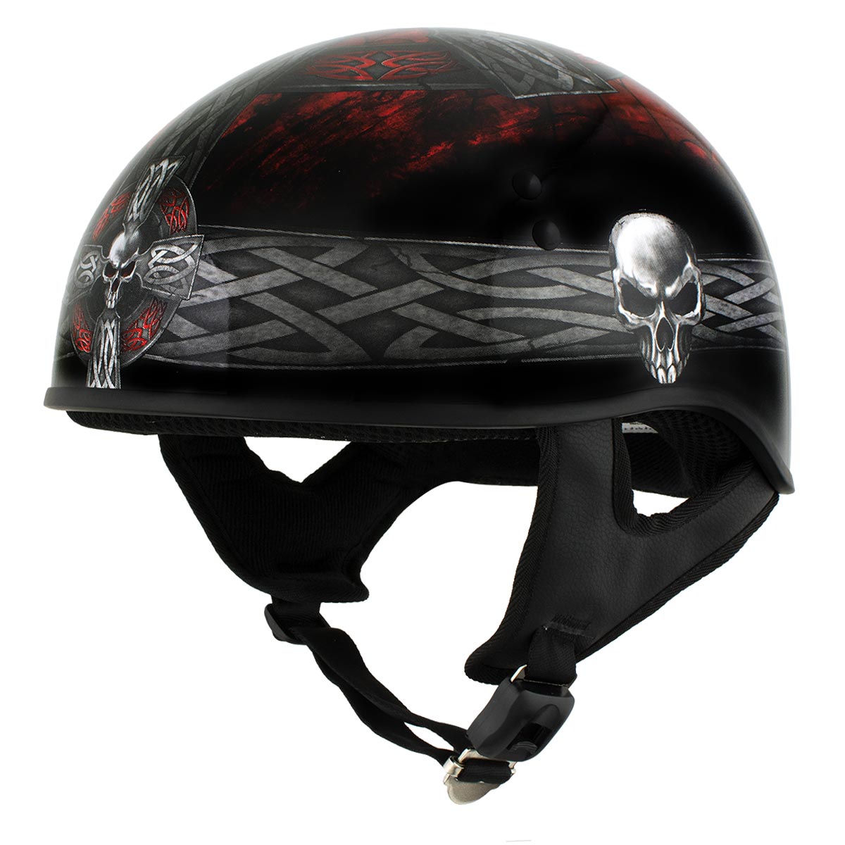 designer helmets motorcycle Hot Leathers HLD1008 Black Celtic Cross Motorcycle DOT Approved Skull Cap Half Helmet Biker