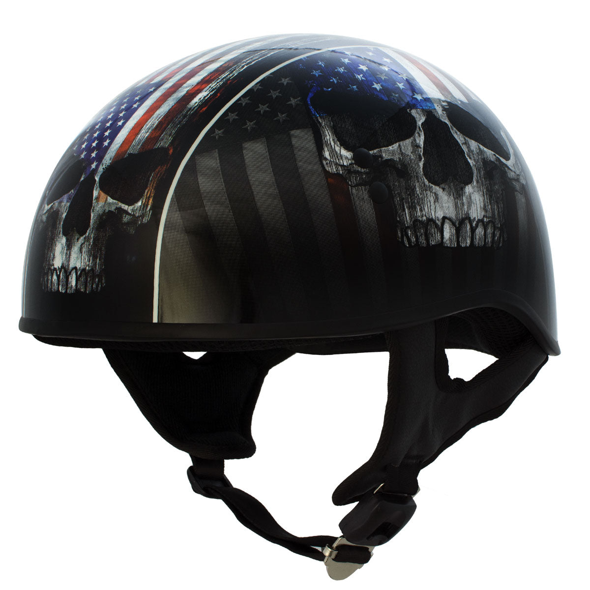 4xl motorcycle half helmet Hot Leathers HLD1042 Gloss Black Warrior Bullet Advanced DOT Approved Skull Half – Milwaukee Motorcycle Clothing Co