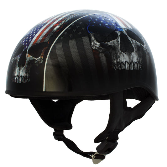 Hot Leathers HLD1042 Gloss Black Warrior Bullet Advanced DOT Approved Skull Half Helmet Biker