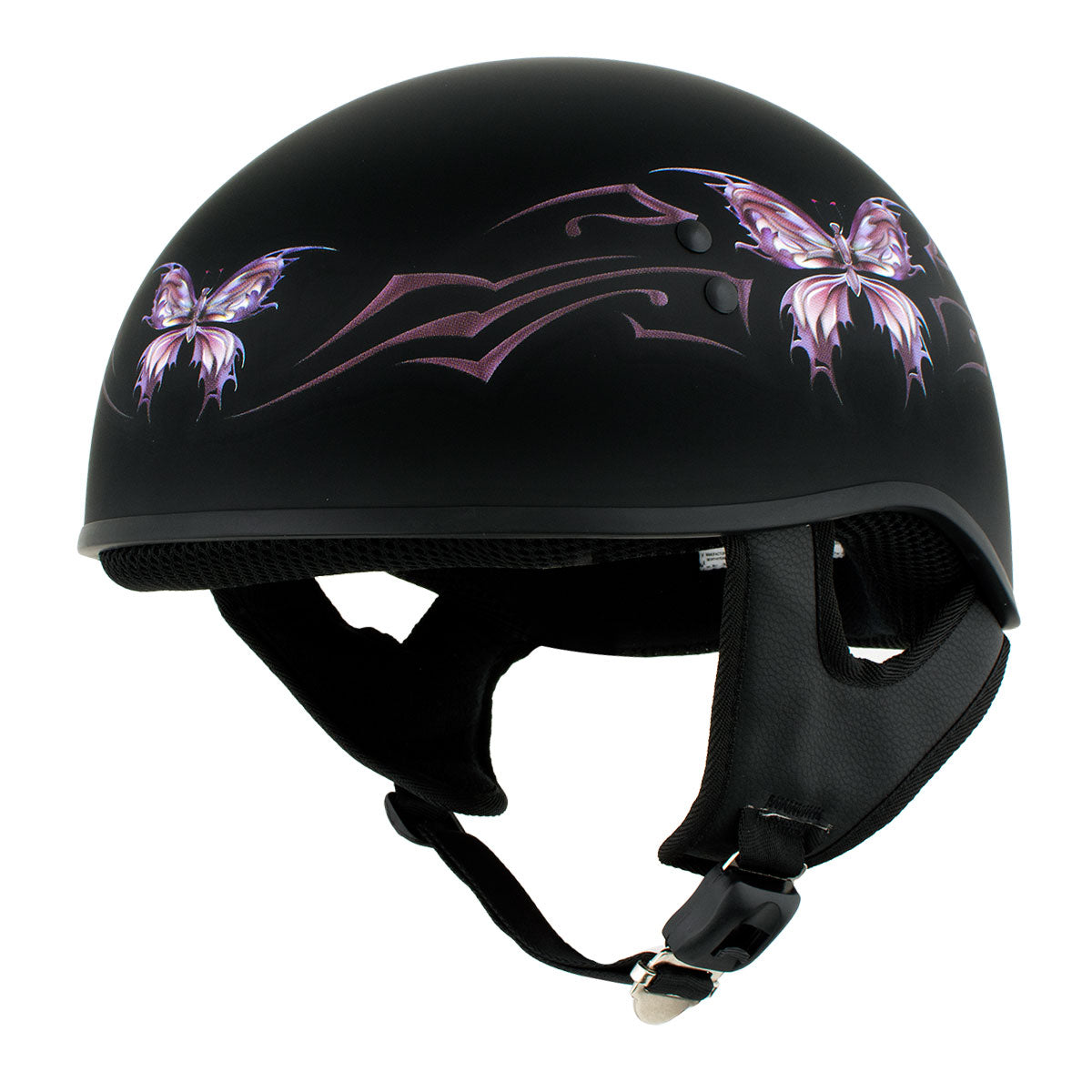 female motorcycle half helmet Hot Leathers HLD1052 DOT Skull Cap Half Helmet