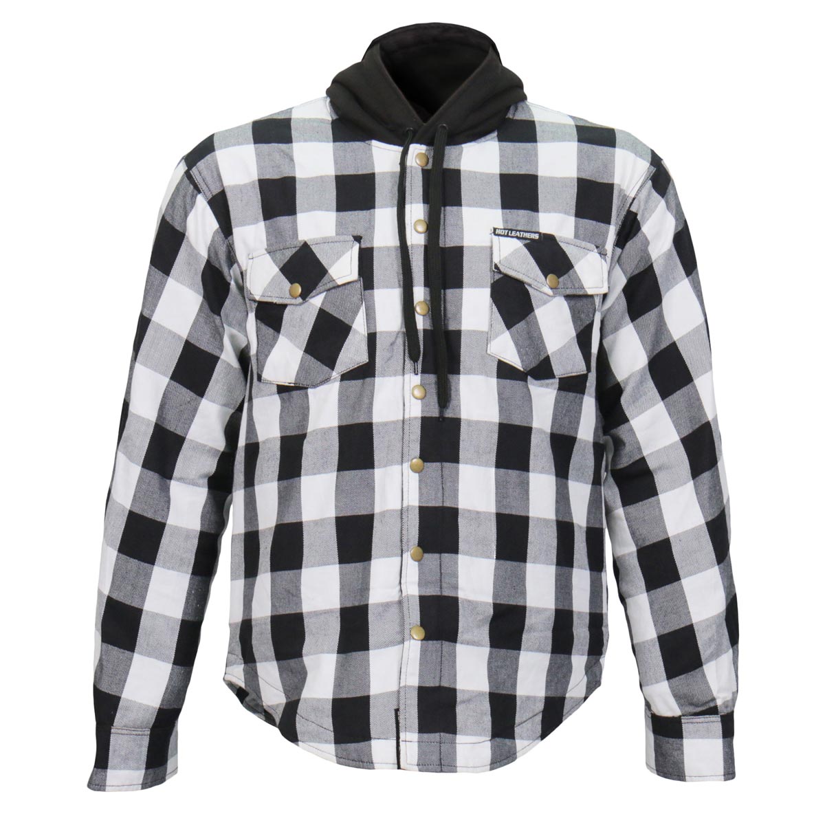 Hot Leathers JKM3006 Men's Black/White Hooded CE Armored Flannel