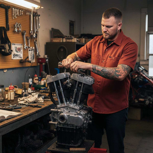 MMCC Men's Orange Super Duty Classic Mechanic Button Up Shirt - 2 Chest Pockets - Microfiber Panel - MDM11627