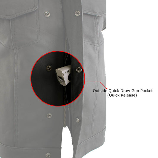 Milwaukee Leather Men's Barrage Flat Black Leather Motorcycle Club Style Vest - LKM3790