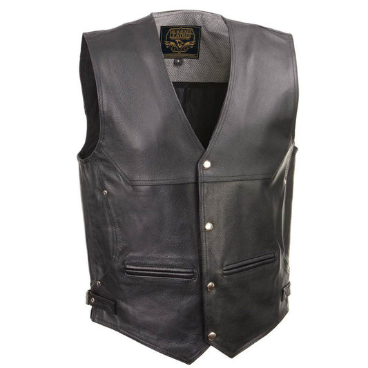 Milwaukee Leather Men's Road King Black Cowhide Leather Motorcycle Vest - LKM3793