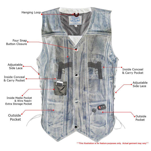 Milwaukee Leather Men's Wreck Distressed Brown Leather Motorcycle Vest - LKM3795