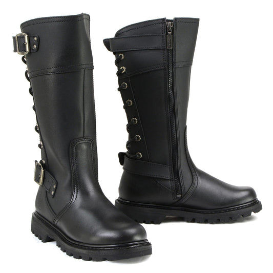 MMCC MB255 Women's Dream Girl Black Leather Biker Boots - Riding Footwear