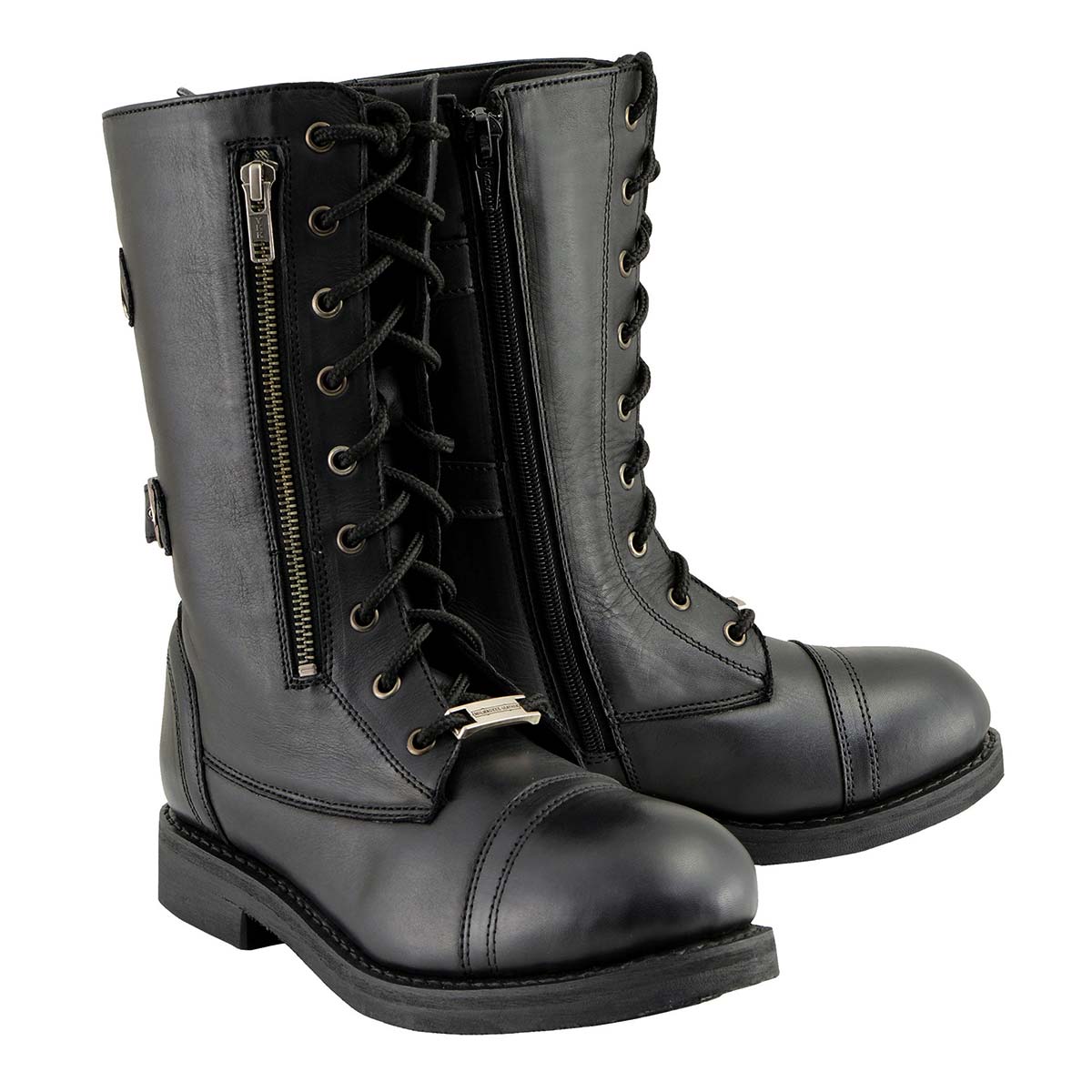 ウルトラスター(牛革) Milwaukee Leather Women's Graze Black Leather Lace-Up Motorcycle
