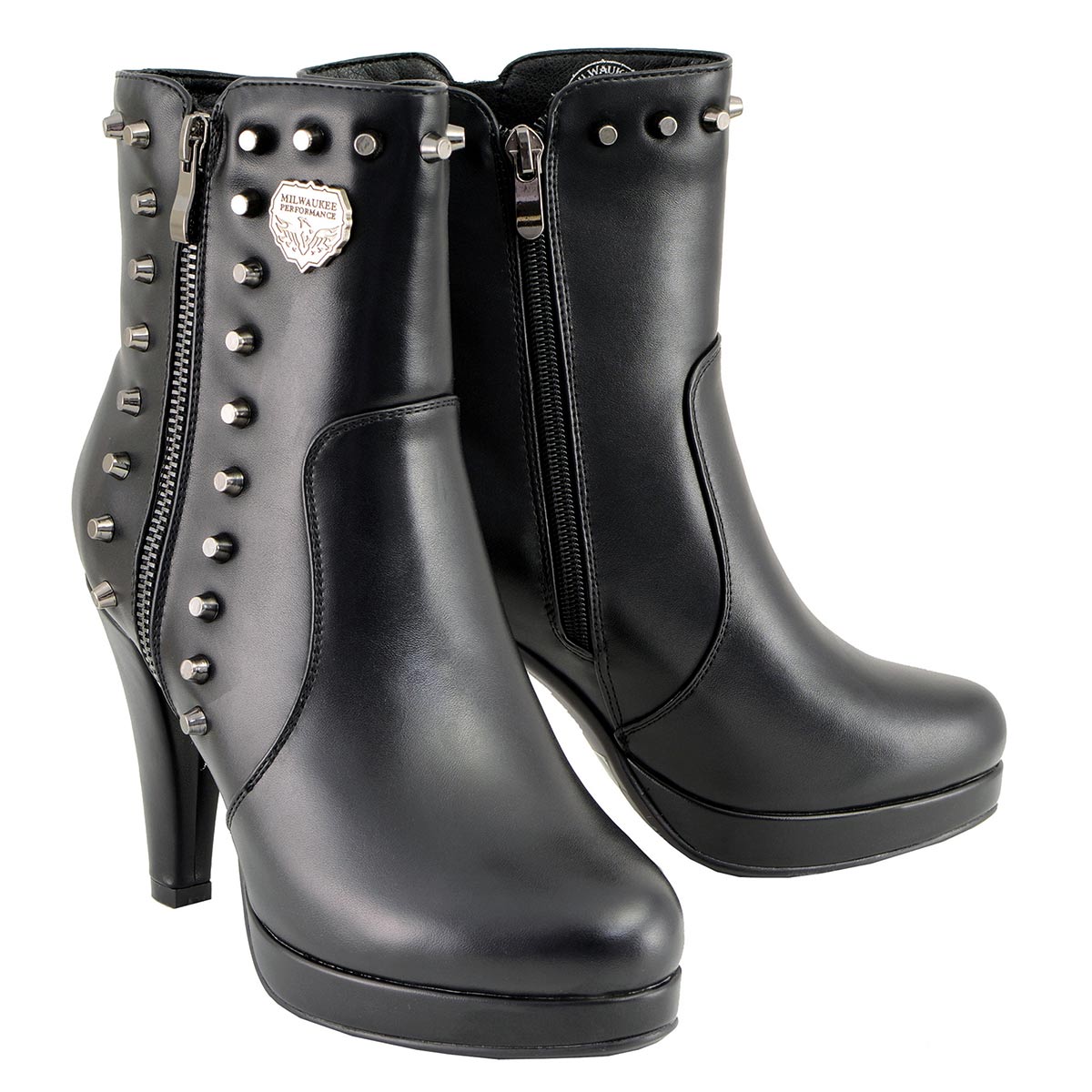 Milwaukee Leather MBL9440 Women's Black Spiked Fashion Boots w