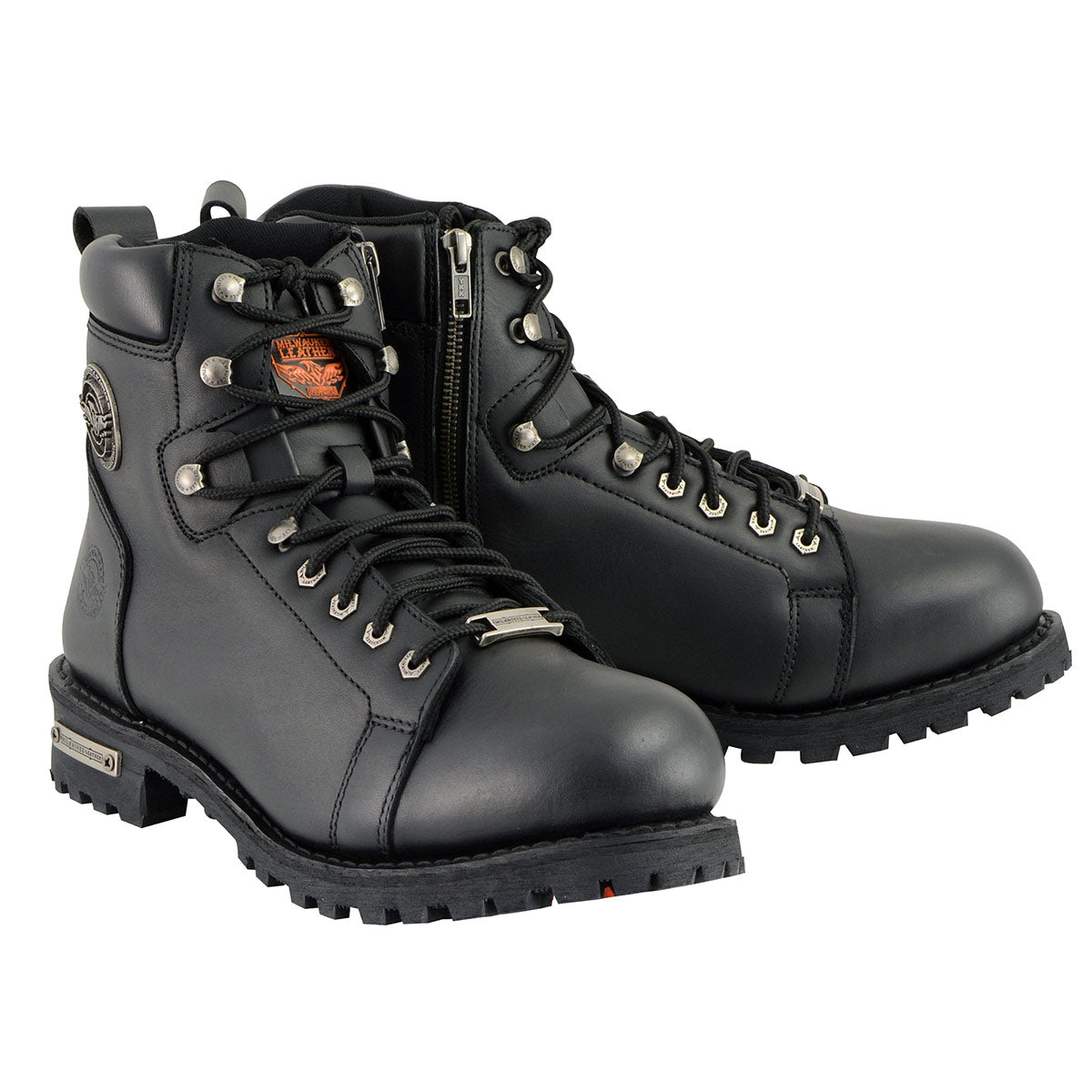 Milwaukee Leather Men's Black Leather Lace-Up Motorcycle Rider