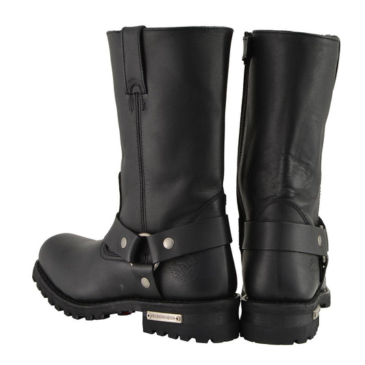 Milwaukee Leather Men’s Outback Classic Harness 11-Inch Motorcycle Boots – Premium Cowhide Leather - MBM131