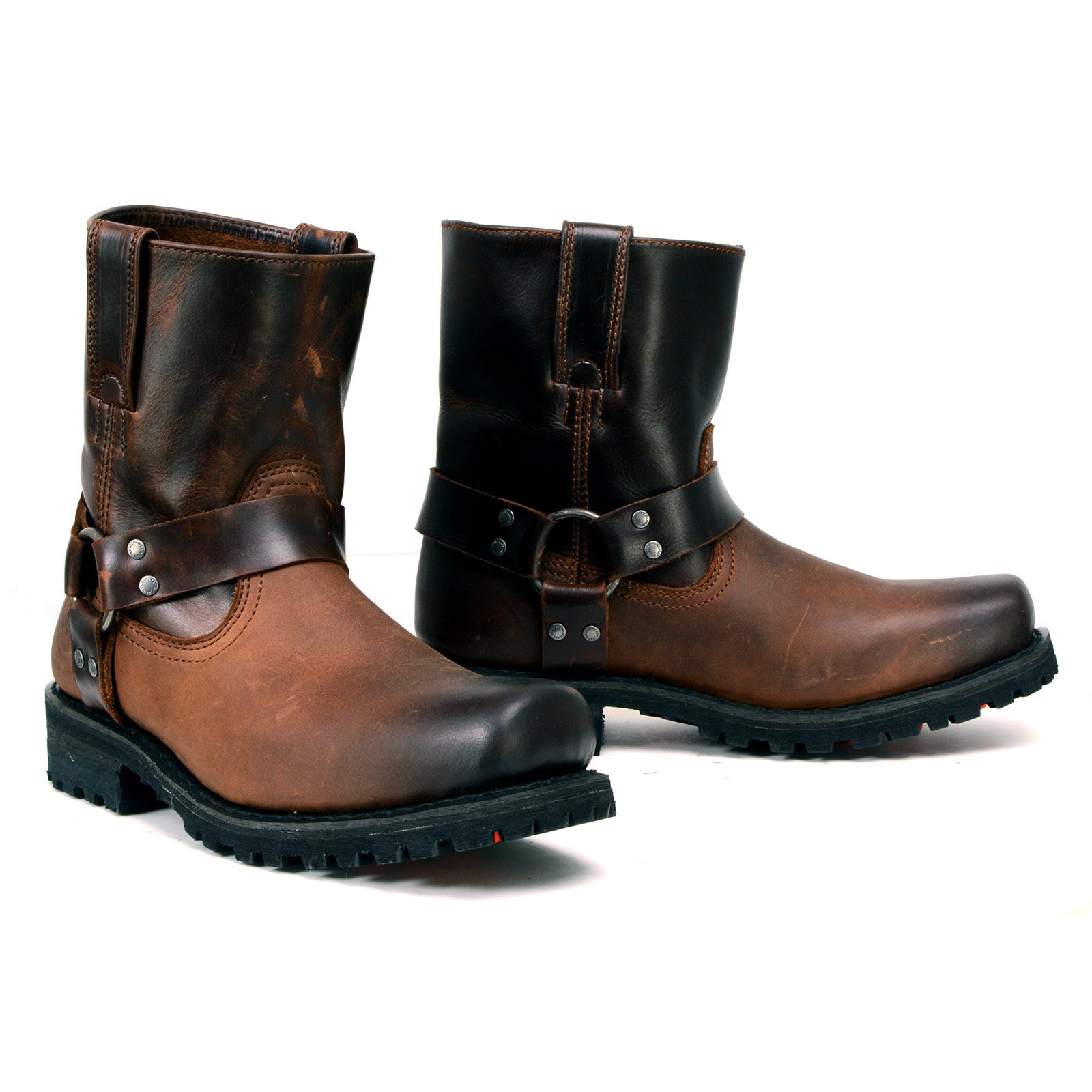 アメガジ Milwaukee Leather Men's Brown Two-Tone Full Grain Leather Easy