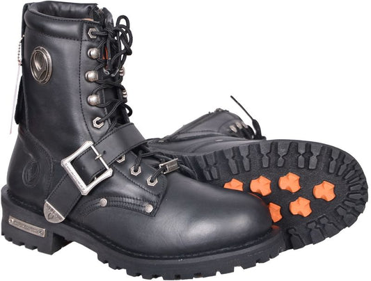 Milwaukee Leather Men's Rage Black Lace-Up Motorcycle Boots, MBM9035