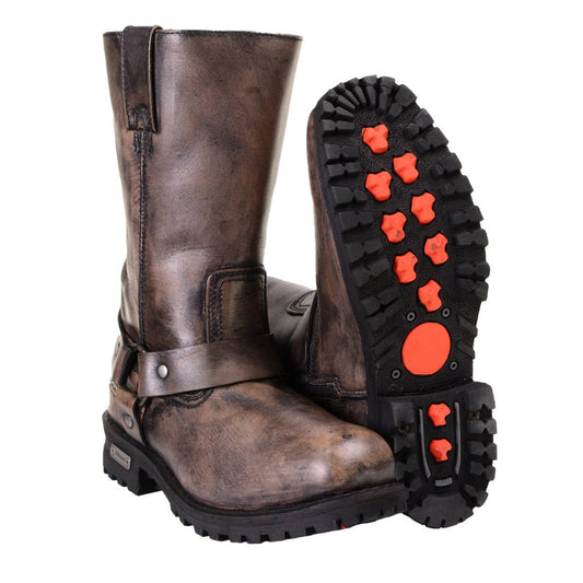 Milwaukee Leather Men's Throttle Brown Harness Boots, MBM9038