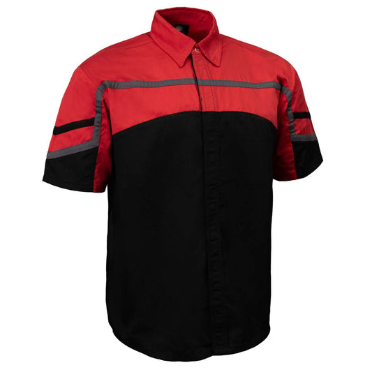 MMCC Men’s Torque Shift Mechanic Work Shirt - Reflective Workwear, Concealed Closure - 50/50 Blend - MDM11617