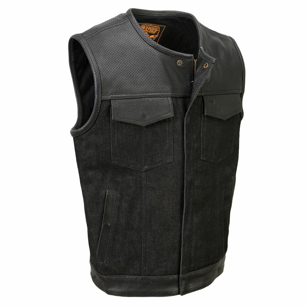 Milwaukee Leather MDM3008 Men's 'Brute' Black Perforated Leather