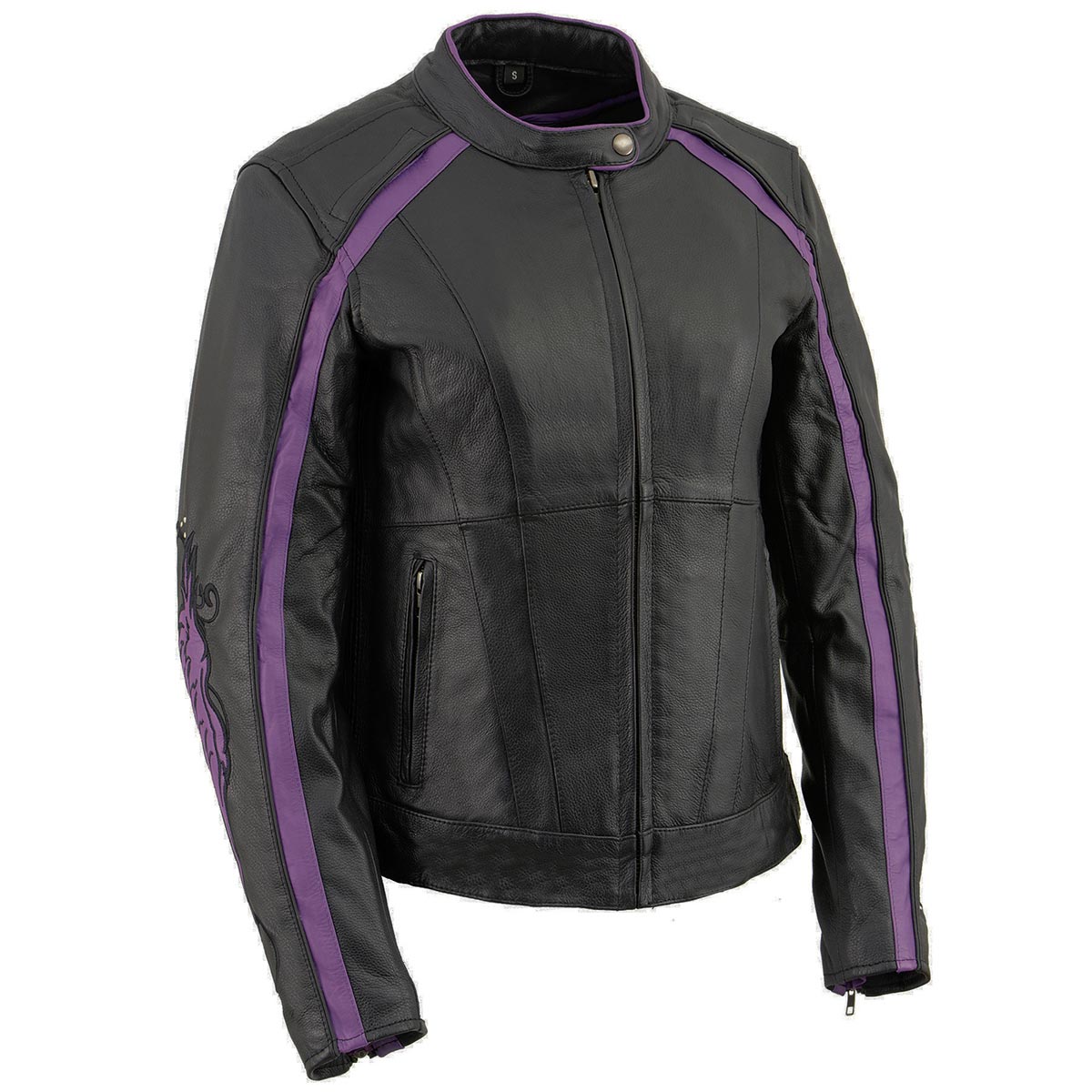Milwaukee Leather ML1952 Women's Black and Purple Embroidered and
