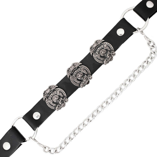 Milwaukee Leather Silver Police Emblem Boot Chain with Adjustable Strap - MLA3011