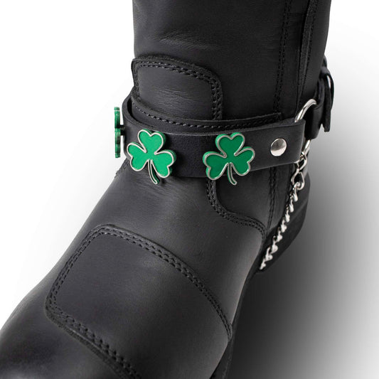 Milwaukee Leather Silver Four‑Leaf Clover Emblem Boot Chain with Adjustable Strap - MLA3014