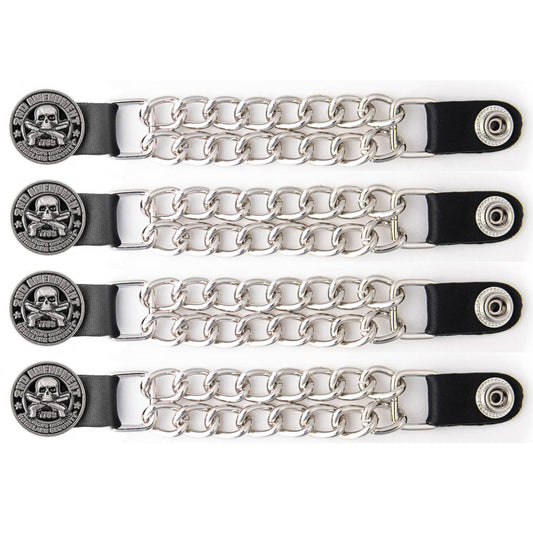 Milwaukee Leather 4-Piece Vest Extender Set - 2nd Amendment, Double Chrome Chains, 4-Inch-MLA6047SET