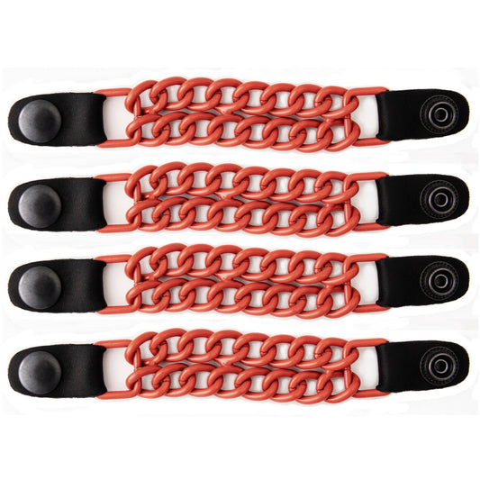 Milwaukee Leather MLA6093 Orange 4 Inch 4-PCS Vest Extender Set - Double Chrome Chains w/ Genuine Leather