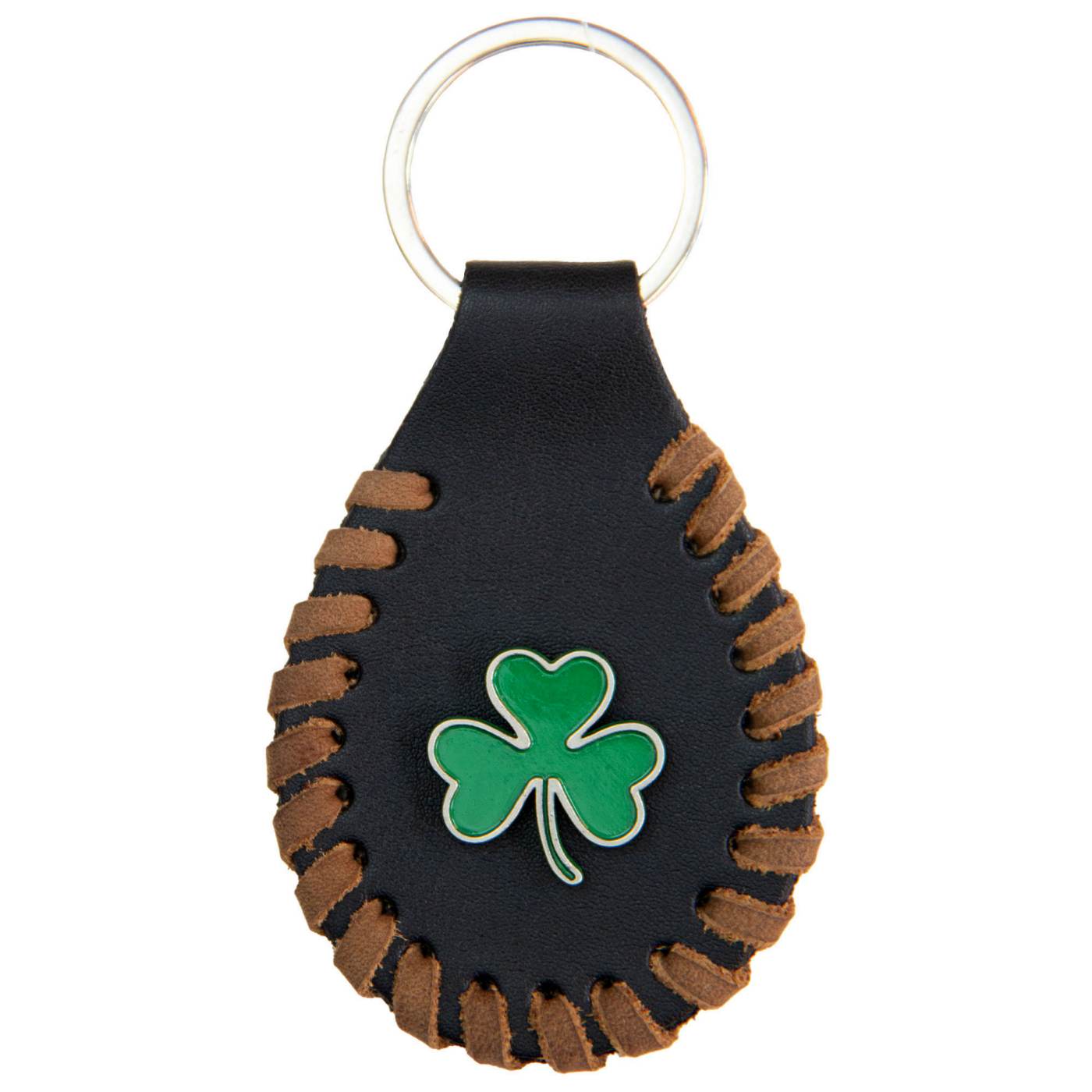 Milwaukee Leather Black 3 Leaf CloverP ewter Emblem Key Chain