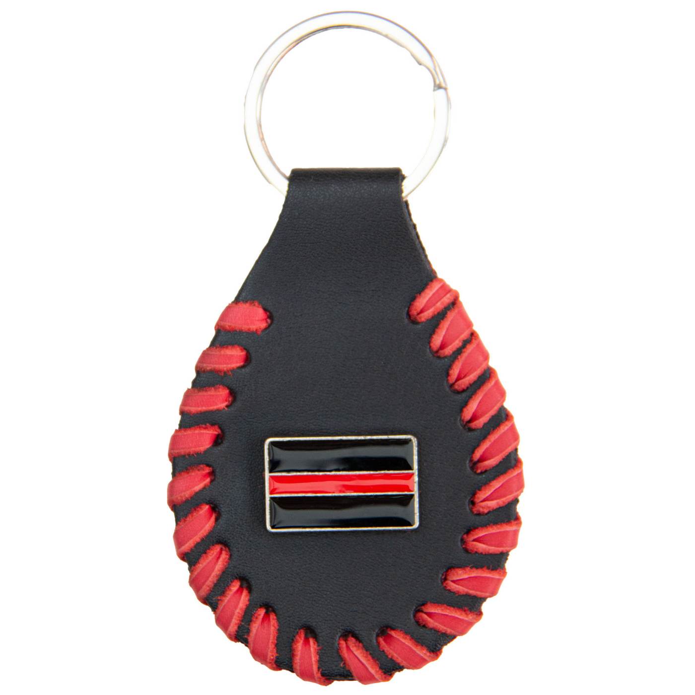 Milwaukee Leather Thin Red Line Head Pewter Emblem Key Chain