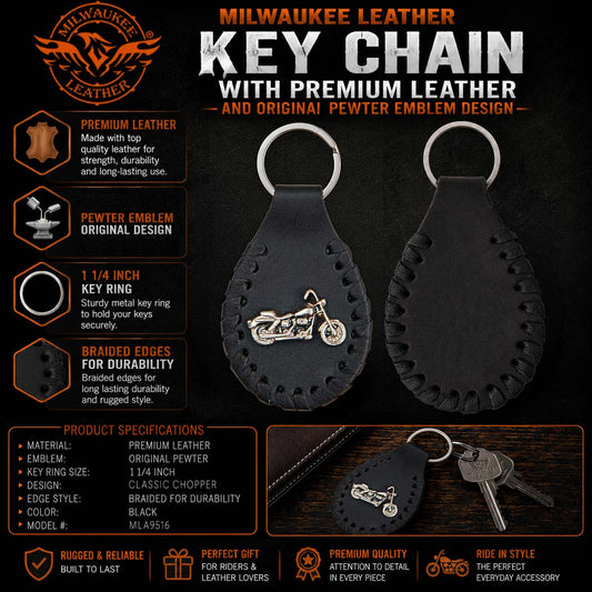 Milwaukee Leather Black Key Chain MLA9516